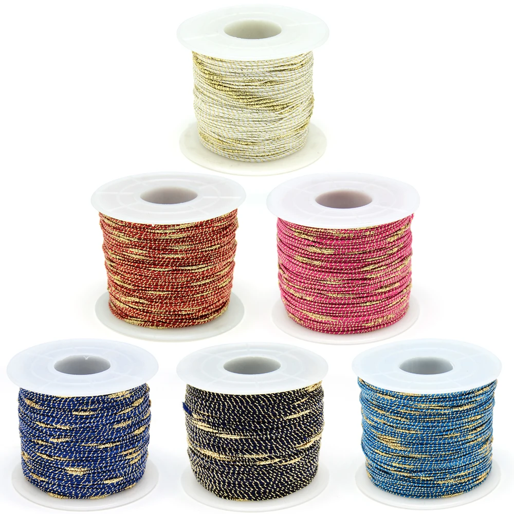 

1.5mm Nylon Thread with Metallic Cord for Bracelets Beading Necklace DIY Jewelry Accessories Making, 1.5mm, about 100m/roll