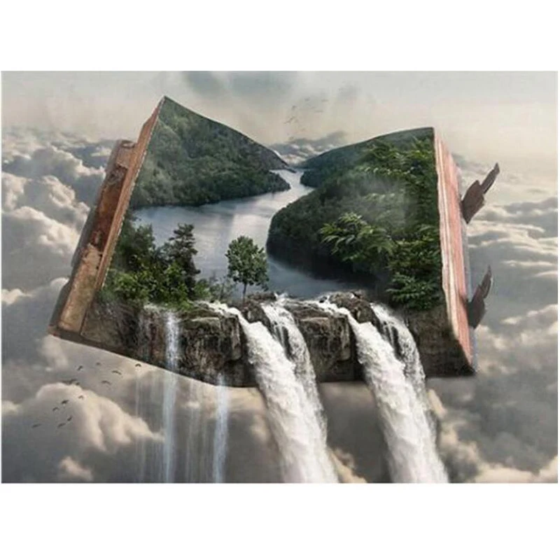 Алмазная живопись абстрактная книга водопад полная квадратная вышивка 5D DIY