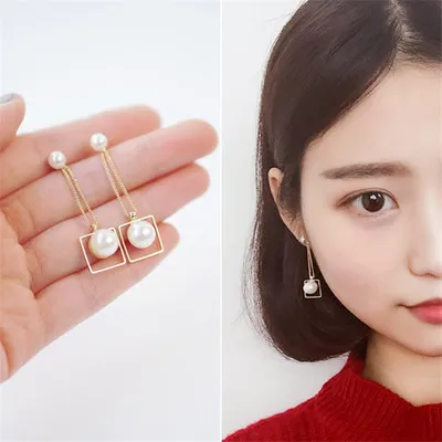 Новые серьги подвески квадратные женские милые элегантные серьги|pearl tassel earrings|long