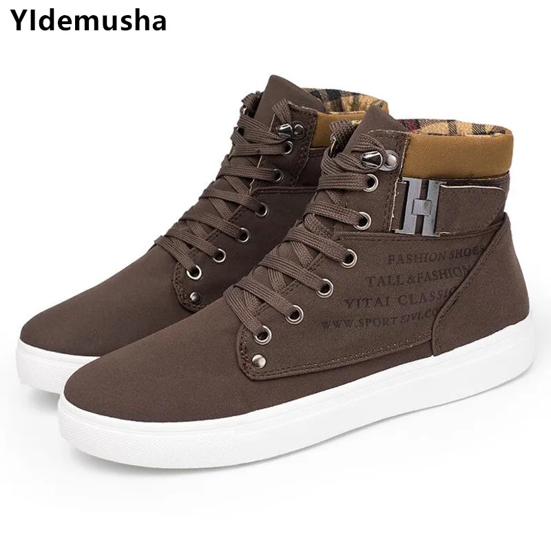 

Autumn New Men Shoes Plus Size 37-47 Fashion High Top Casual Shoes Patchwork Men's Vulcanize Shoes 2018 Spring Lace-Up Flats