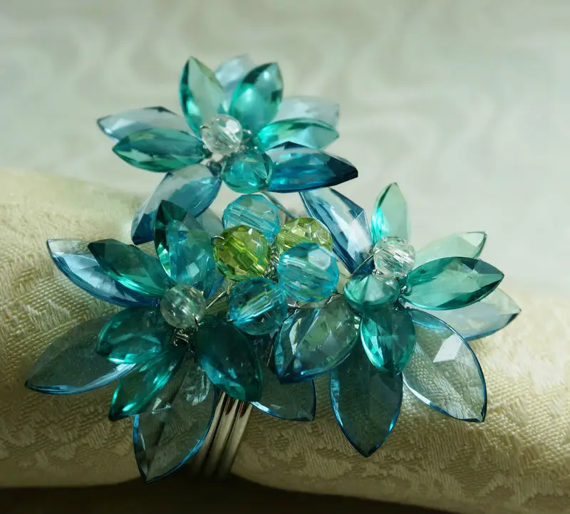 

blue acrylic beaded napkin ring, napkin holder,