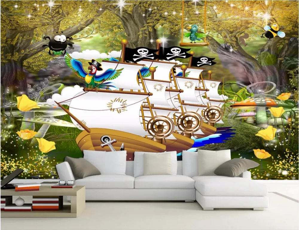3d обои для комнаты пейзаж Настенная роспись на заказ джунгли река пиратский