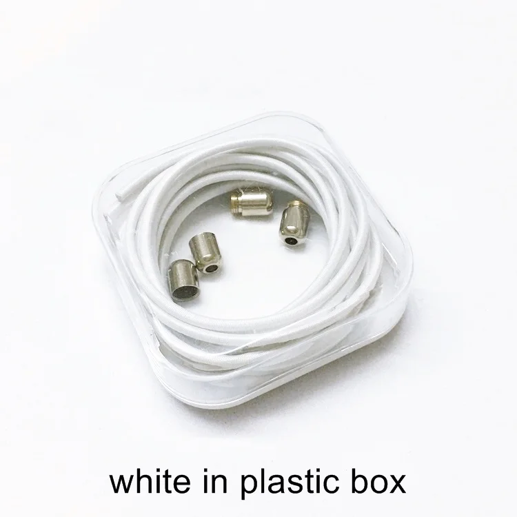 white in box Новые шнурки без галстука эластичные черные круглые шнурки для ботинок трендовые быстрые шнурки для обуви система шнуровки шнурки F067 - Цвет: white in box