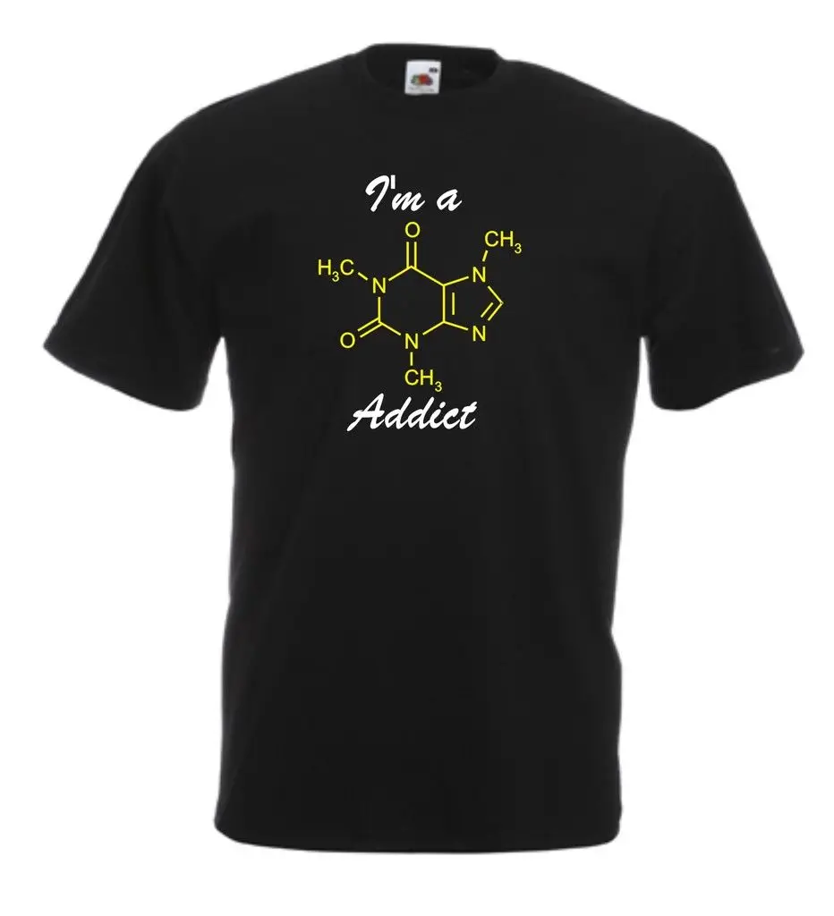 CAFFEINE ADDICT MOLECULE GEEK Футболка (CAFFIENE) Новые футболки Забавные топы тройник новые