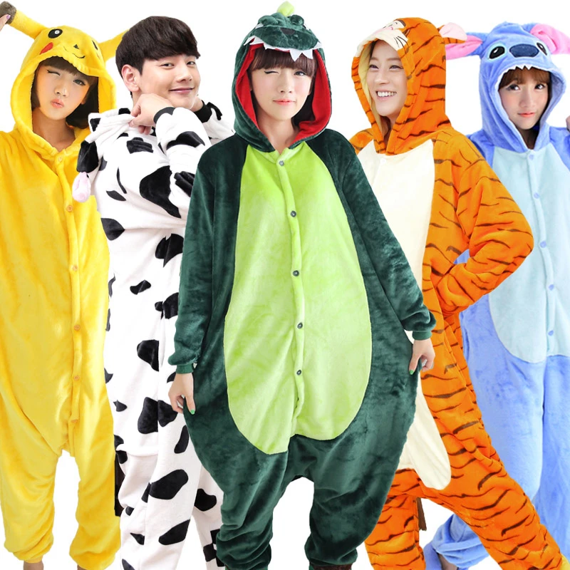 Розовый Единорог Пижама фланель животного теплый Onesie пижамы зимняя Ночная