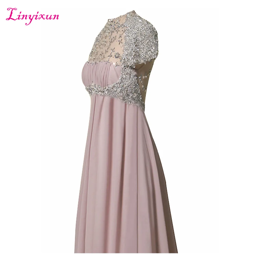 Linyixun настоящая фотография новые изысканные шифоновые длинные платья для