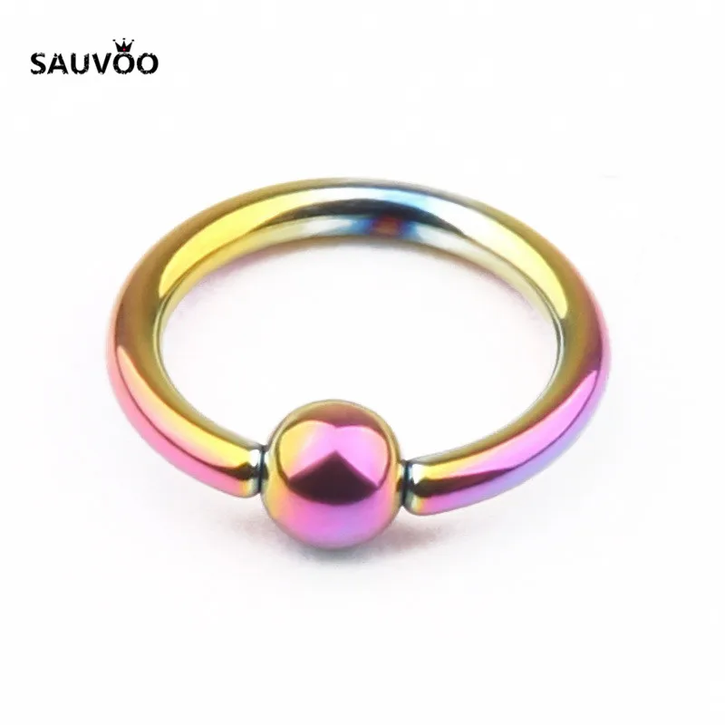 Sauvoo 2017 Серебряное золото черный цвет металлический Титановый шар кольцо для
