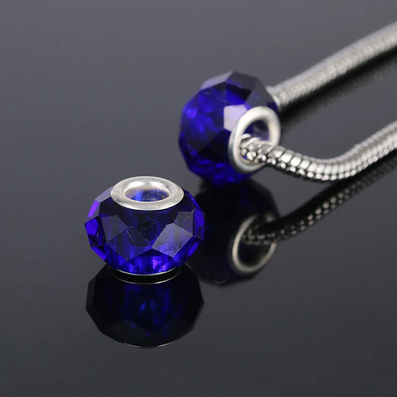 free shipping 10pcs european Section 96 crystal glass big hole Bead only with 925 logo Fits European Pandor Charm Bracelets A223 | Украшения