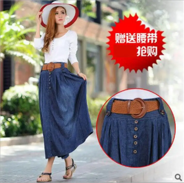 

S-6XL 2018 European Fashion style plus size women'scasual cowboy skirts L65 drop shipping