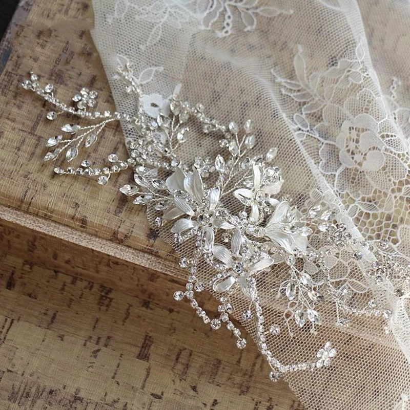 

Silver Leaf Crystal Hair Ornaments Hairgrips Bridal Wedding Hair Accessories Handmade Women Hairpins Headpiece Clip for Girl