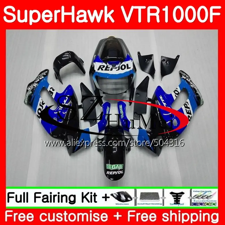 Набор для HONDA Repsol blue SuperHawk VTR1000F 97 98 99 00 01 108SH.1 VTR1000 F VTR 1000F 1000 1997 1998 1999 2000 2001