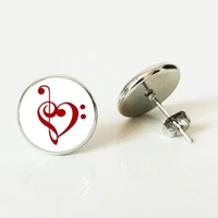 brand vintage musical note stud earring charm fancy music heart musician jewelry retro christmas snowflake women gifts