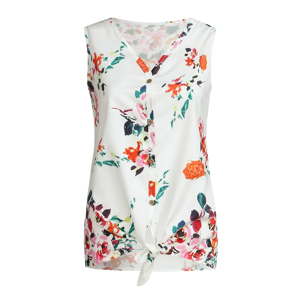 Фото Women's Flower Printed Sleeveless T Shirts With Button Tunics Blouse TopsThe latest fashion ladies print sleeveless top Women's Flower Printed Sleeveless T Shirts With Button Tunics Blouse TopsThe latest fashion ladies print sleeveless top
