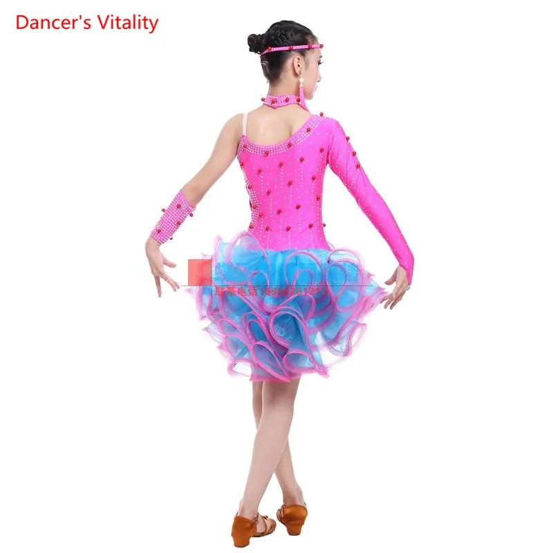 

Professional female Red Pearl Latin Dance dress girls Diamond Stage performance costumes for women/girls competition clothing
