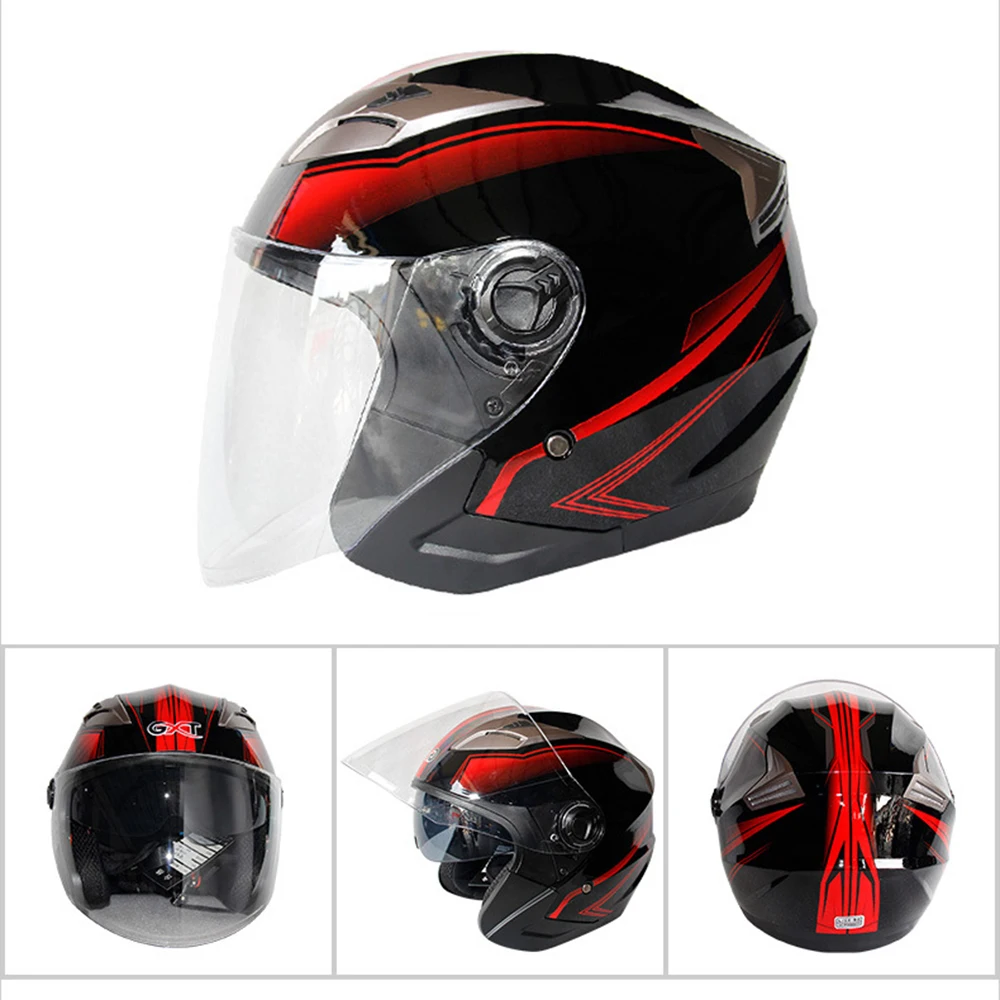 G708-Light Black Red GXT мотоциклетный шлем половина лица ABS мотоциклетный шлем для верховой езды безопасный шлем с двойными линзами мотоциклетный шлем Casco Moto - Цвет: G708-Light Black Red