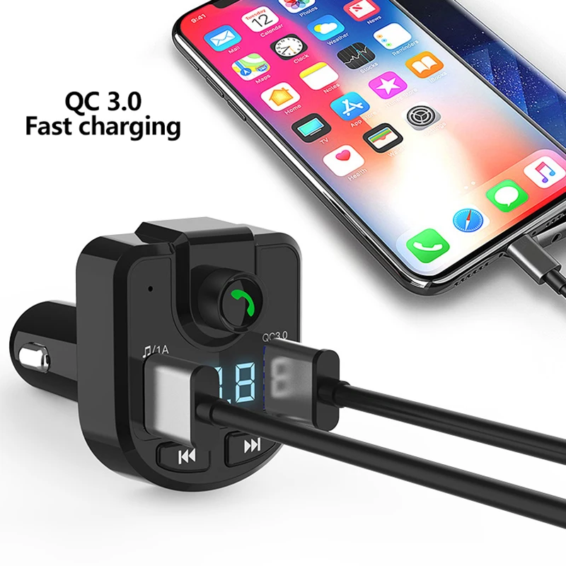 DSMOTEK Автомобильный MP3 плеер Bluetooth Handsfree FM передатчик QC3.0 Быстрая зарядка Поддержка