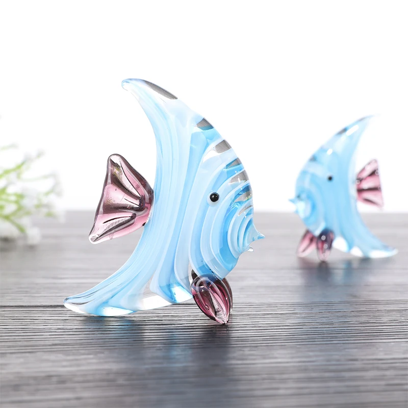 

H&D Mini Fish Glass Blown Decorative Figurine Sea Animal Sculpture Handmade Craft Gifts For Kids Glass Art Home Table Decor