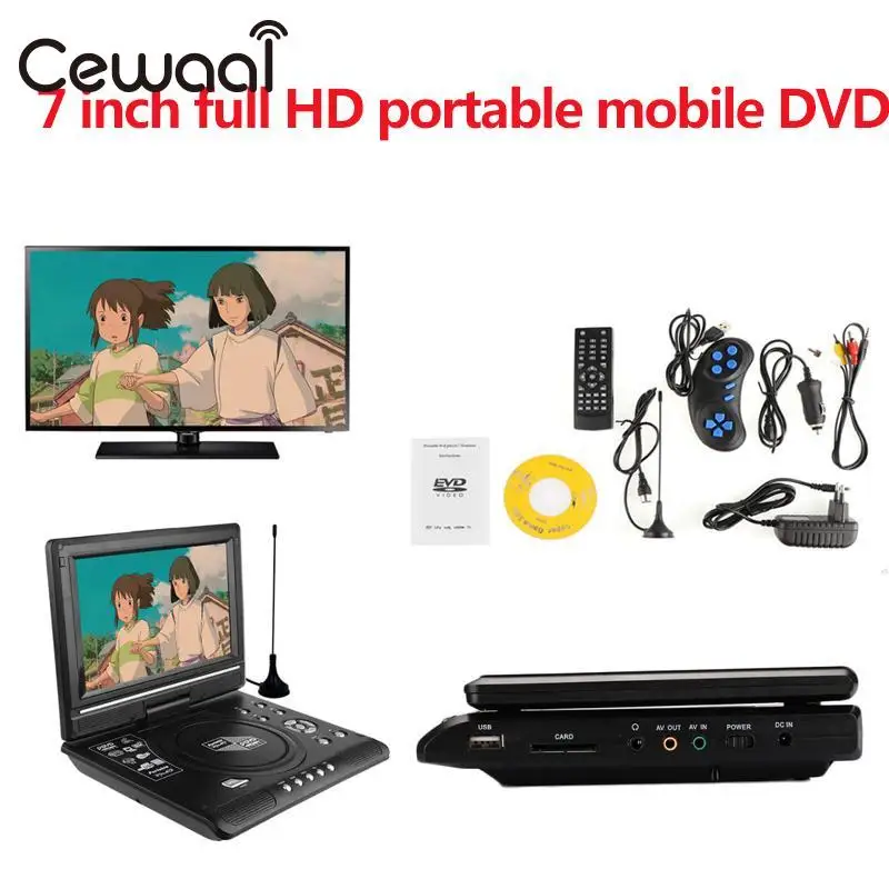 Cewaal Новый Настоящее HD 7 ''дюймовый ЖК-дисплей Дисплей VCD DVD Media Player ЕС Plug