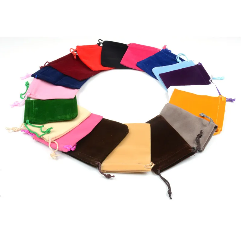 

100pcs 7x9cm velvet flannelette small bag jewelry packaging bag pull rope gift earrings necklace receive velvet pouch