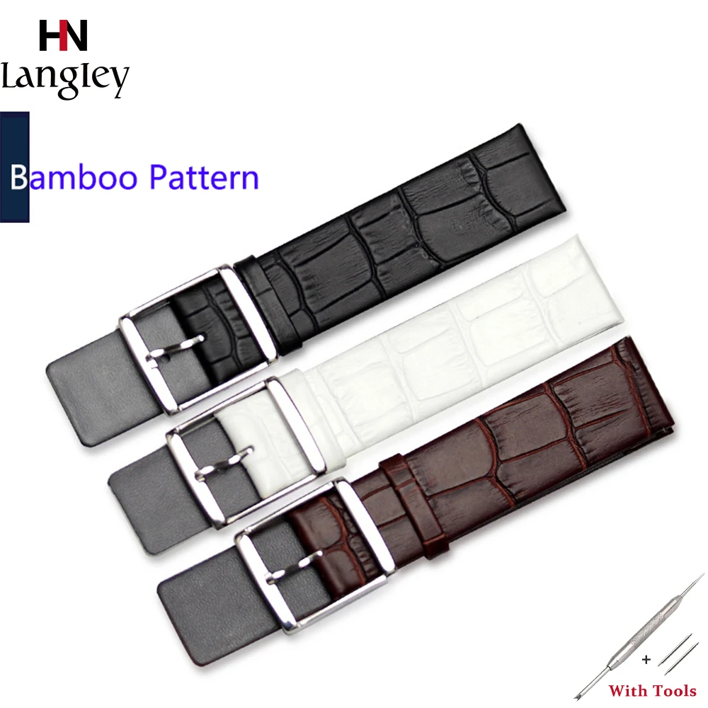 

14mm/16mm/18mm/20mm/22mm Watchband Genuine Leather Bamboo knot Straps With Tools Waterproof Bands Watch Accessories