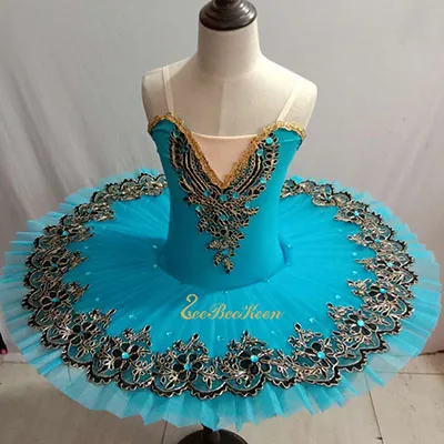 blue 2 Розовое/черное/синее/красное Лебединое нежное кружевное платье для взрослых, женское балетное платье-пачка для девочек, костюм для сцены со стразами - Цвет: blue 2