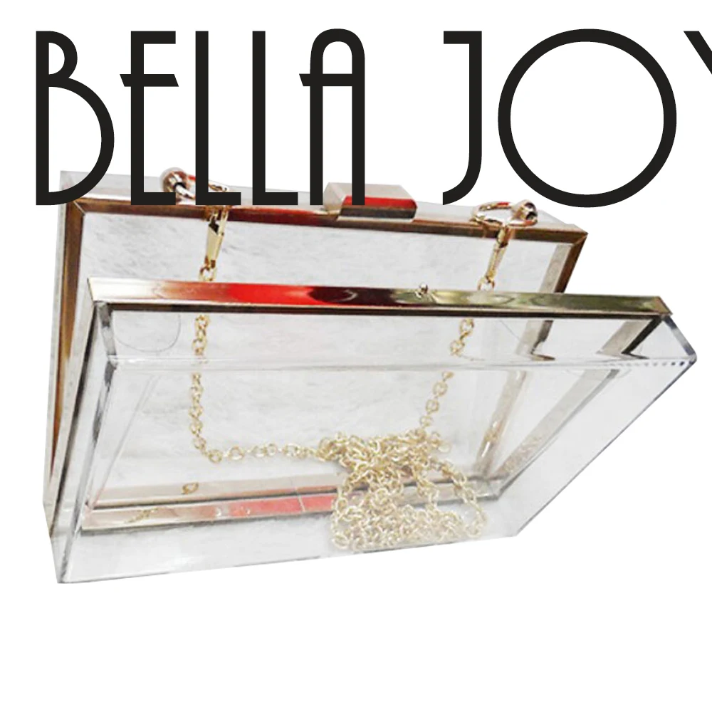 Женский прозрачный клатч BELLA JOY акриловая сумка на цепочке вечерняя мессенджер