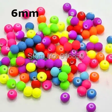 

Free shipping new fashion 6mm 500pcs/lot Mixed Matte Fluorescent color Neon Acrylic Round Beads,Acrylic Spacer Ball