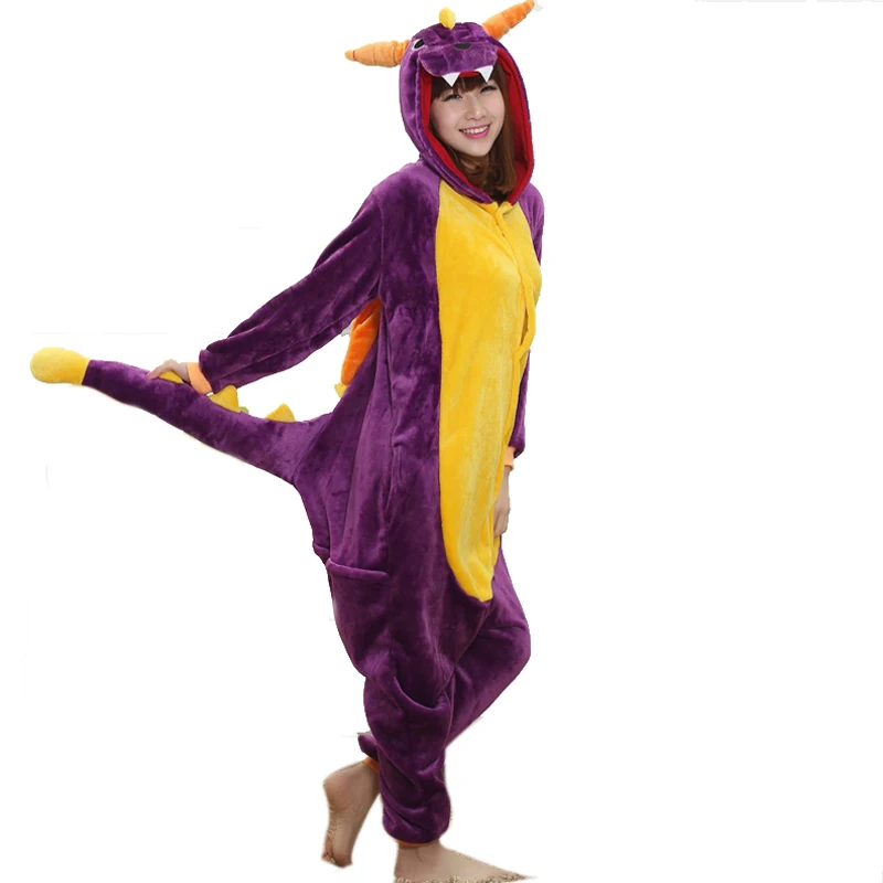 Кигуруми животных женские пижамы Дракон костюм Spyro Комбинезоны для мужчин