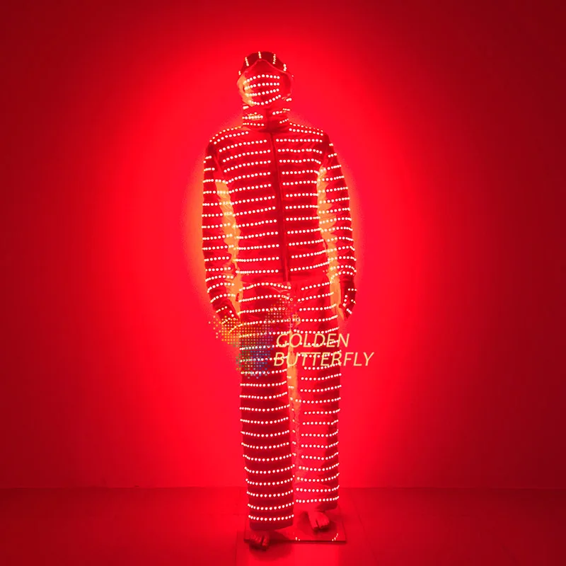 

2019LED Luminous Show Clothing Red Luminous Skiing Clothing Factory Originally Customized