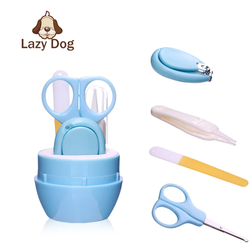 4Pc Baby Nail Care Set Scissors+Nail Clipper+Tweezer+Nail File Infant Manicure Pedicure Cutter Cartoon Animal Storage kids |
