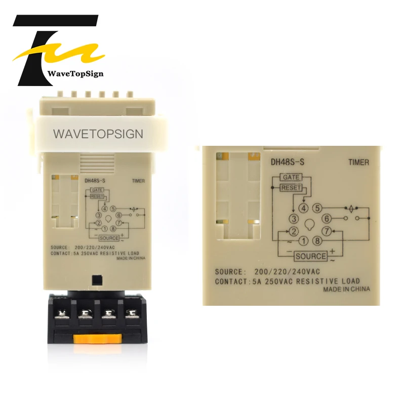 

WaveTopSign DH48S-S Digital Display Time Relay 4bit 220V 24V 12V 380V Cycle Control Time Relay
