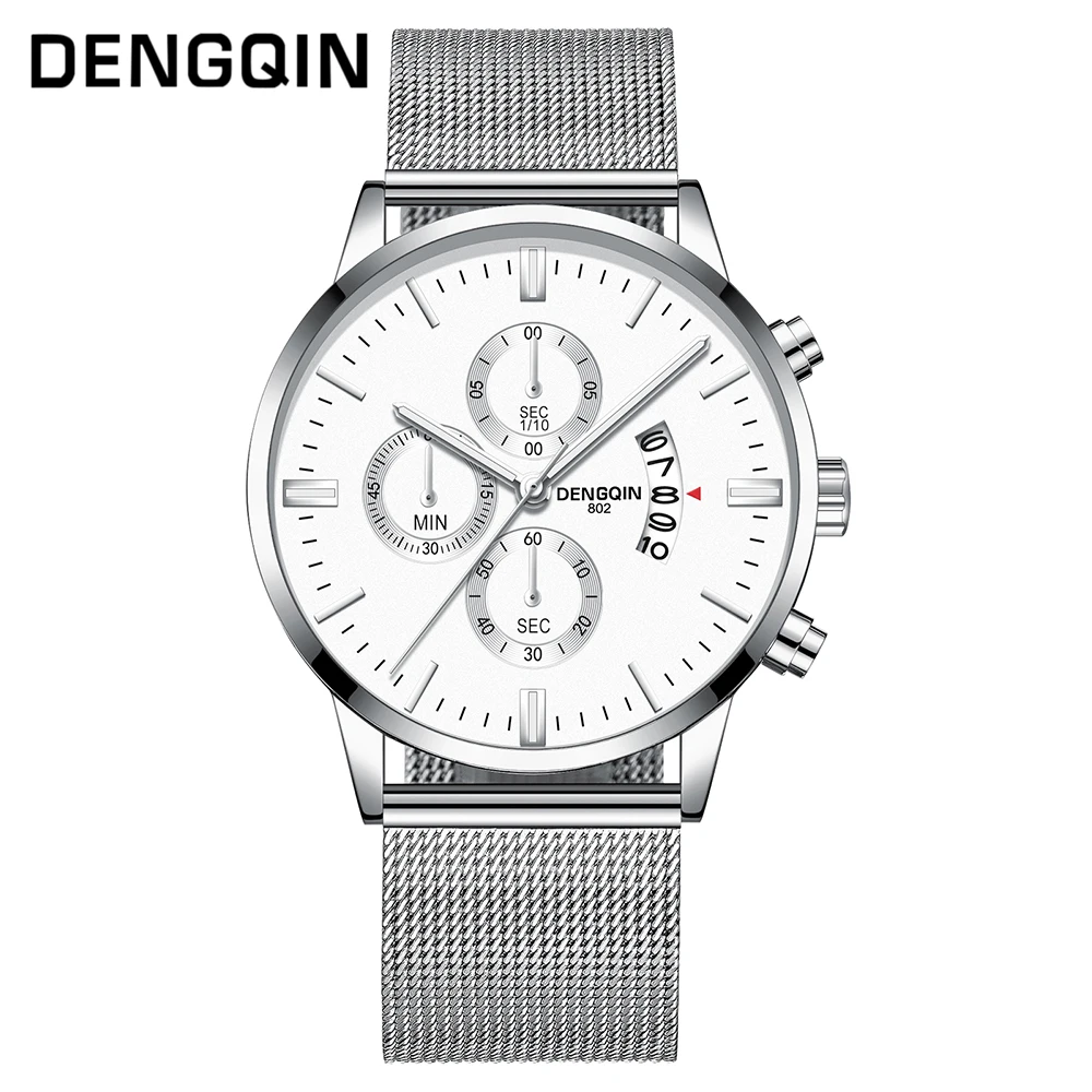 DENGQIN Mens Watch Top Brand Men's Fashion Watches Chronograph Simple Designed Quartz Wrist Hot Clock Male Casual | Наручные часы