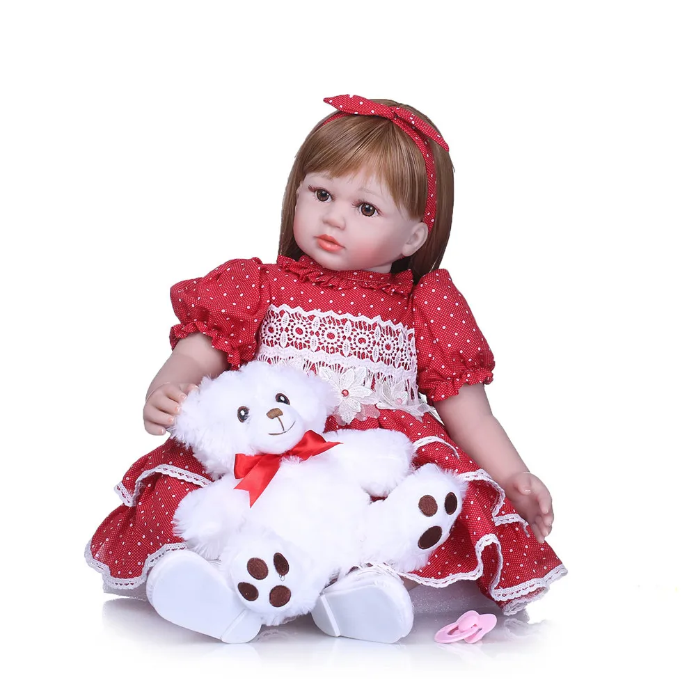 23 дюймовая кукла для новорожденных Alive bebe 58 см Силиконовое красное платье Reborn menino