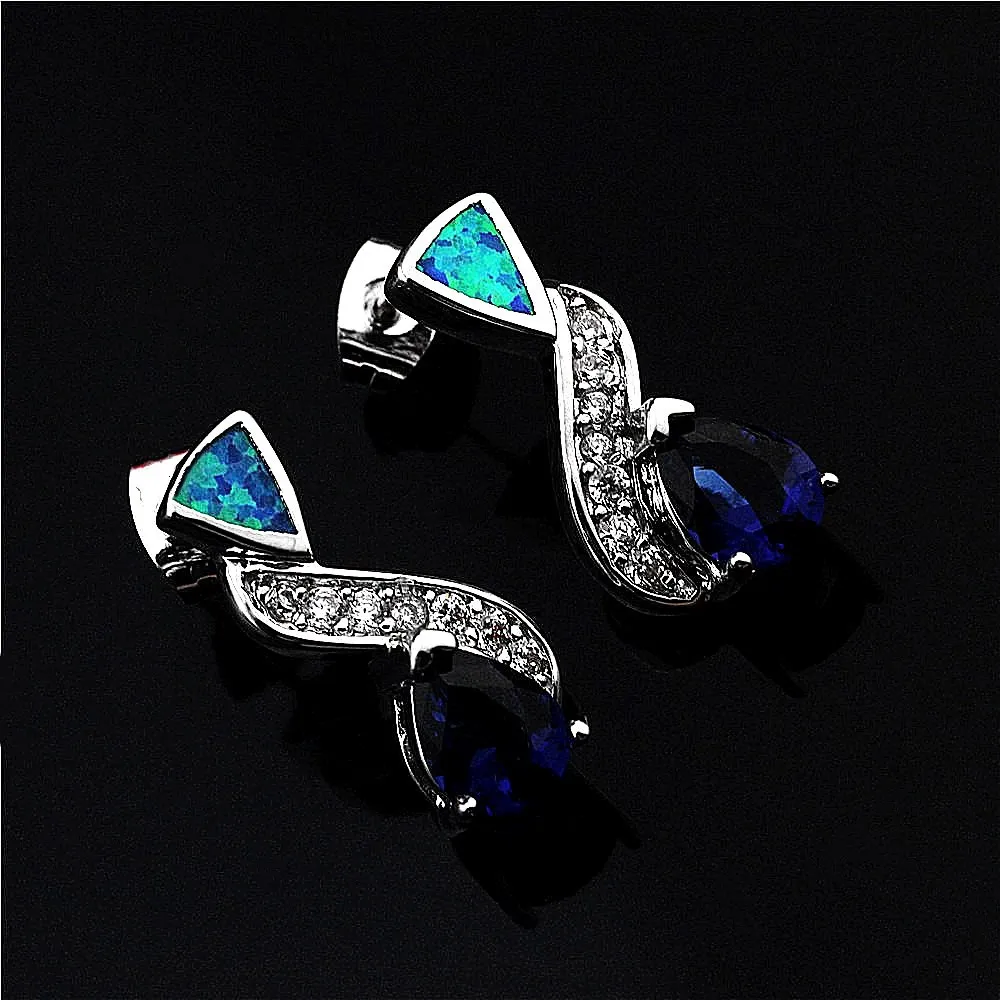 Вращающиеся удлиненные темно-синие Циркон Синий Opel серьги Индивидуальность Мода