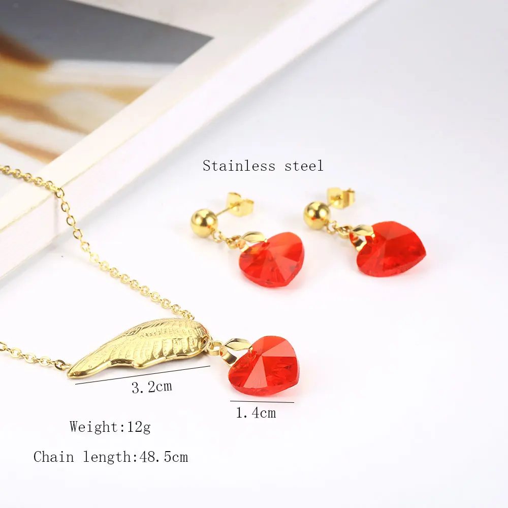 XUANHUA Ангел подвеска крыло ожерелье серьги набор из нержавеющей стали ювелирные