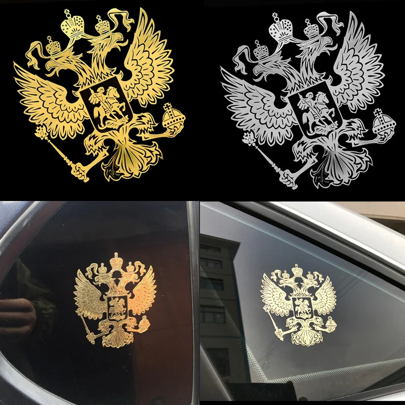 Герб России, металлическая наклейка на окна автомобиля, переводная эмблема Российской Федерации, эмблема орла, украшение для автомобиля, ноутбука, телефона