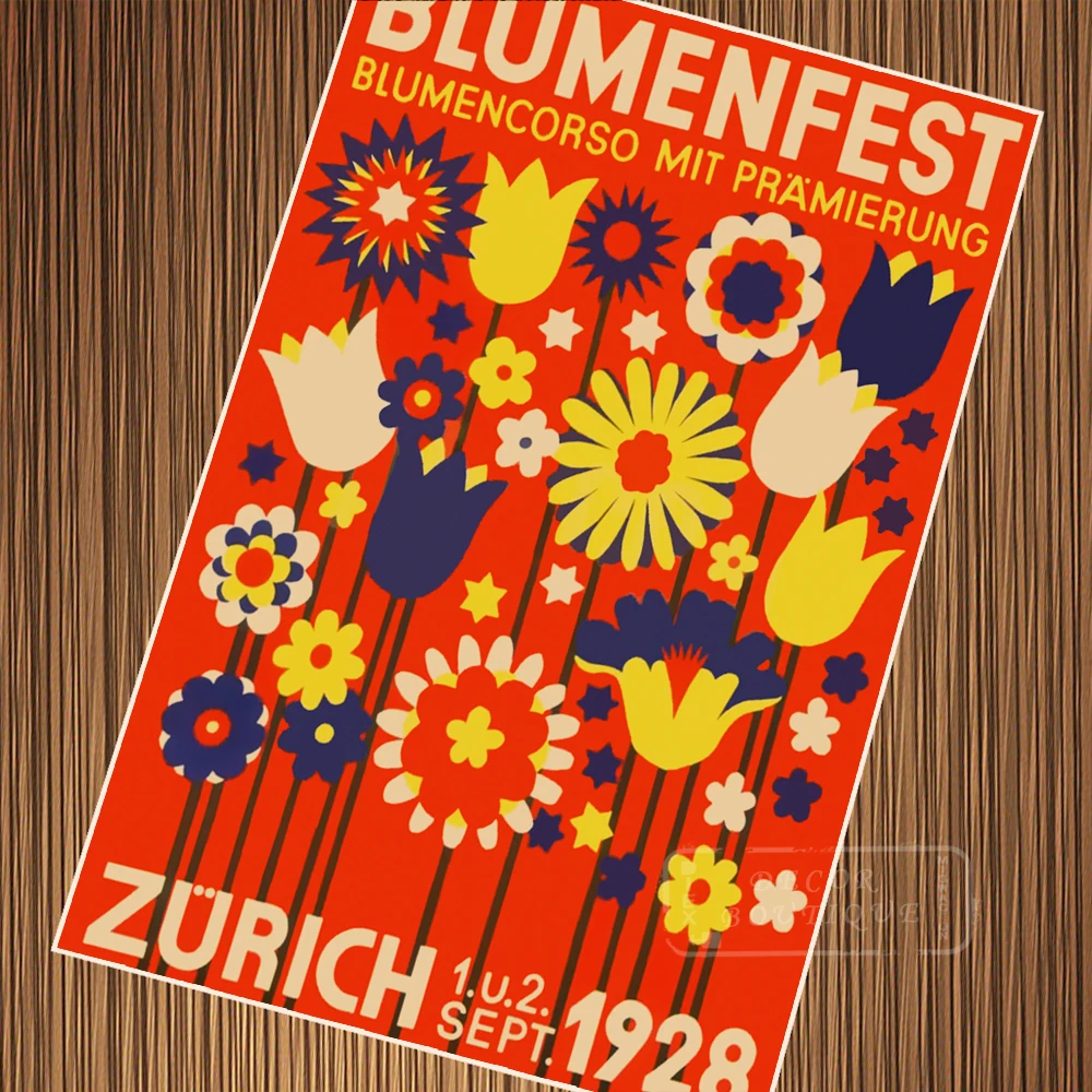 Swiss Bloomfest Zurich Tour Travel ретро постер Холст Картина DIY настенные бумажные постеры
