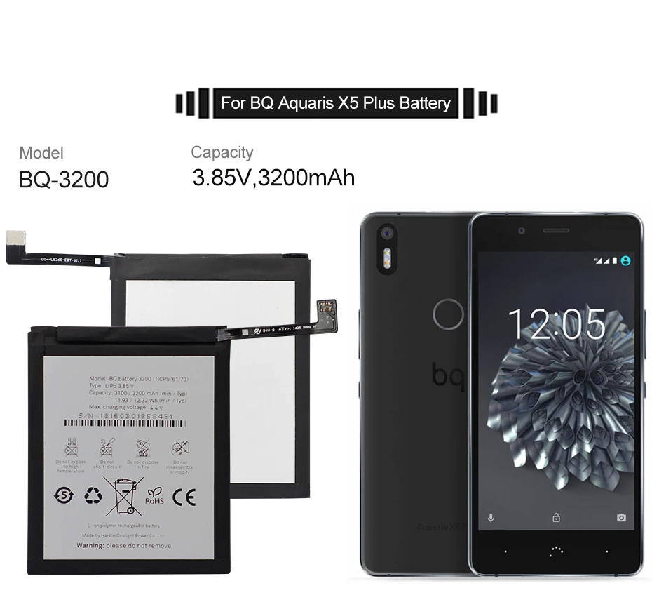 Yilizomana аккумулятор для телефона 3200 для BQ Aquaris X5 Plus высококачественные сменные батареи большой емкости 3200 мАч