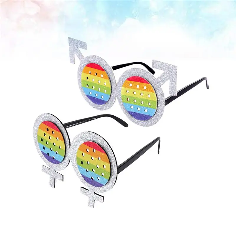 2pcs Glasses Funny Attractive Rainbow Creative Gay Mark Sunglasses Photo Props Eyeglasses Party Accessories for Carnival