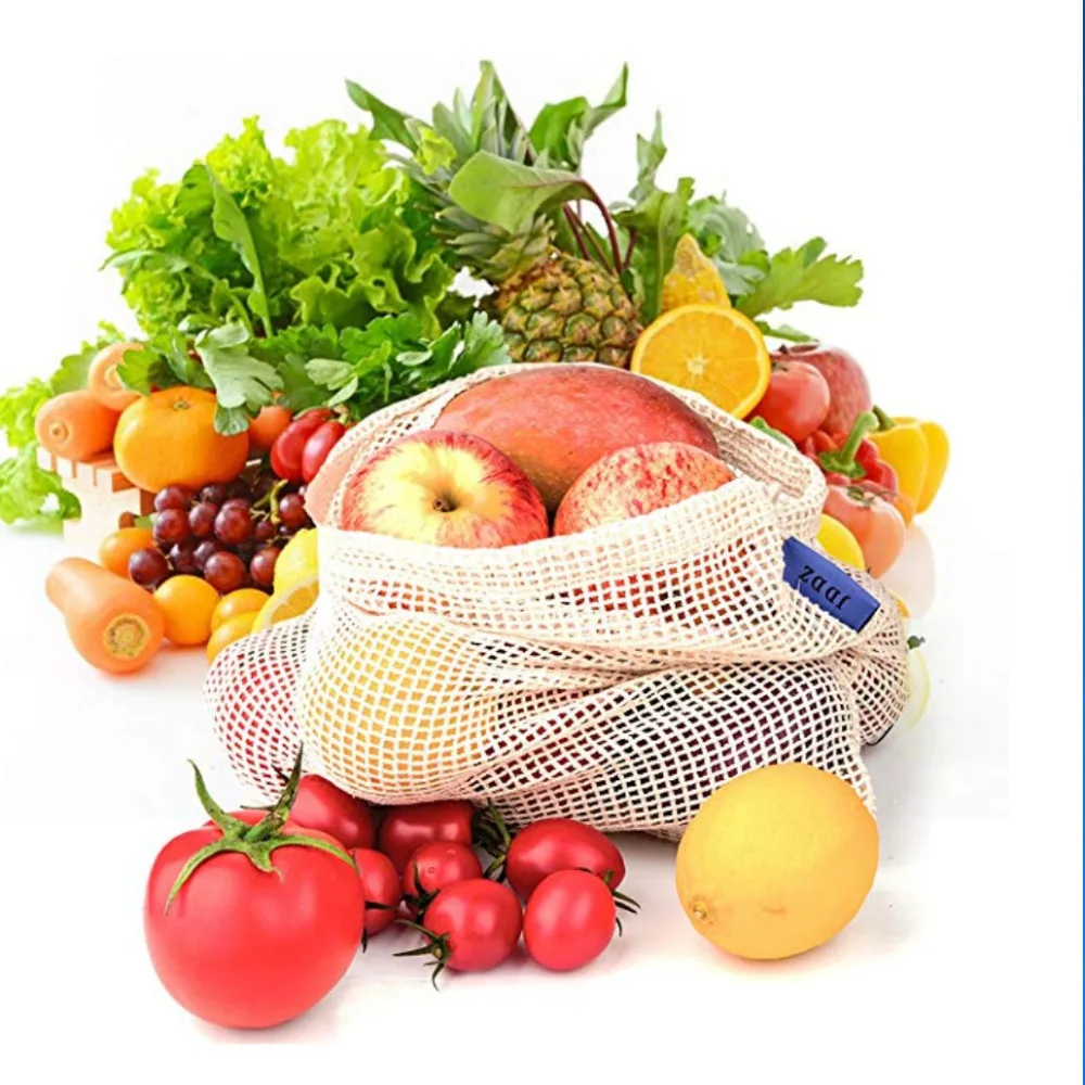 Многоразовые хлопковые сумки для овощей, для дома, кухни, для хранения фруктов и овощей, сетчатые сумки с кулиской, машинная стирка
