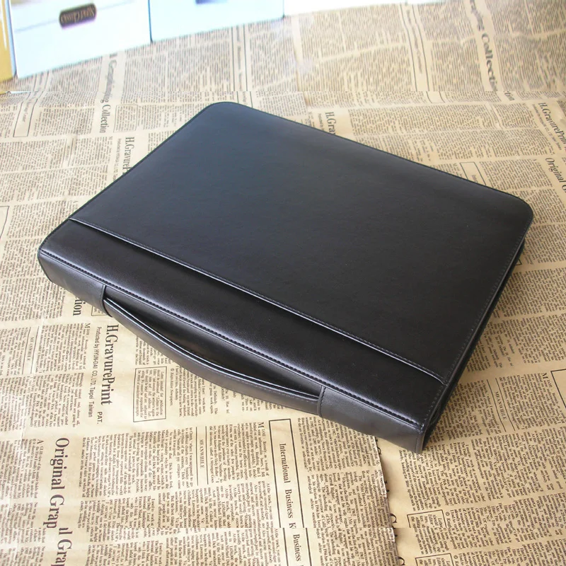 Кожаный портфель A4 на молнии с ручкой Весенняя папка менеджер для документов