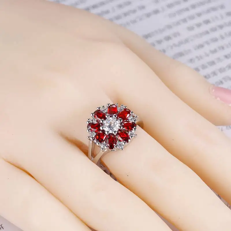 Роскошные серебряные кольца Seanlov ювелирное изделие с розовым красным цирконием и