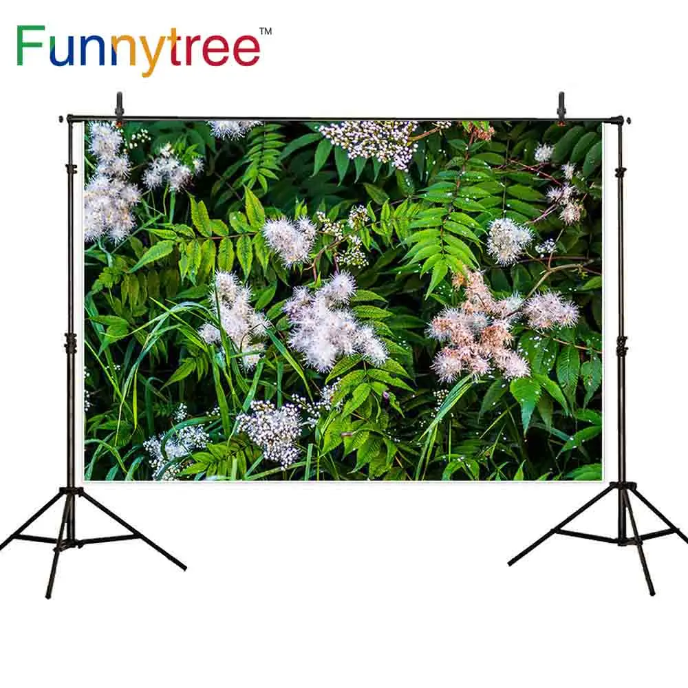 Фон для фотосъемки Funnytree с зелеными листьями цветами природы на открытом воздухе
