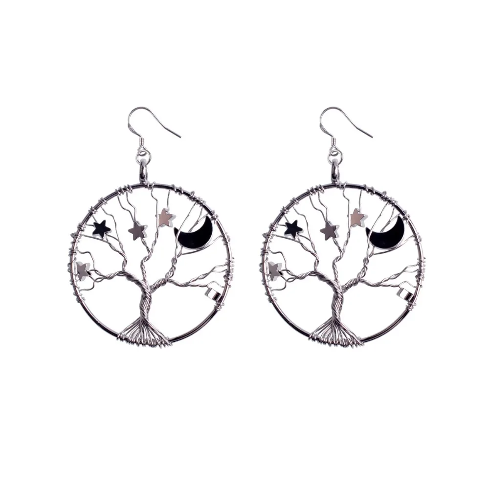 Life Tree Retro Style Earrings Cha Kras Moon Stars Desire Woman Jewelry Necklace Key Chain Three Sets Of|Серьги-подвески| |