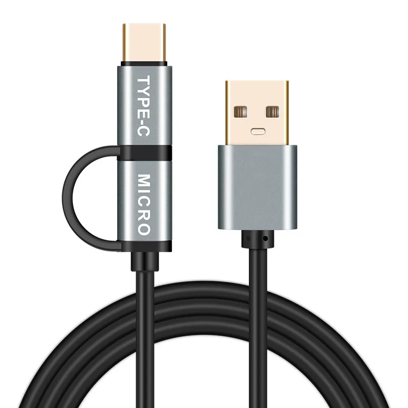 2 в 1 USB кабель для передачи данных Micro usb type C кабель для зарядного устройства для samsung Быстрая зарядка мобильный кабель для зарядки телефона для Xiaomi huawei Honer - Цвет: as picture shows
