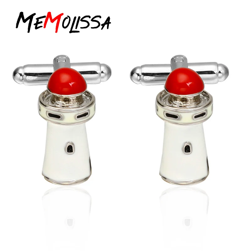 

MeMolissa Display Box Retro Lighthouse Design Mens Shirts Cufflink Exquisite Gifts for Friends Men Jewelry Free Tag & Wipe Cloth