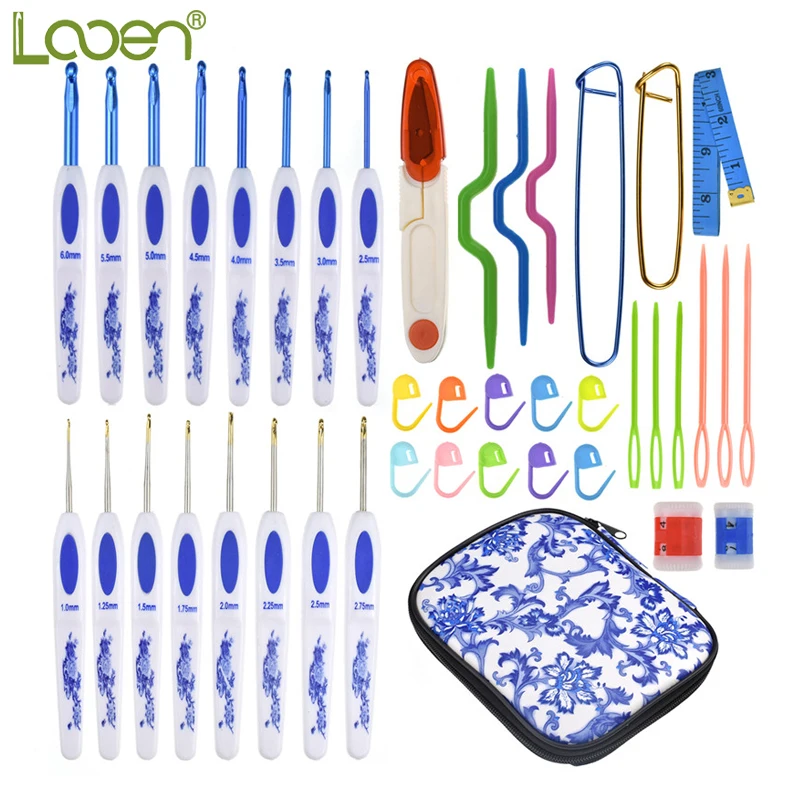 

Looen Crochet Hooks Set 16pcs Mix 1.0-6.0mm Aluminum Crochet Needles With Bag Sweater Knitting Hooks Needles Set