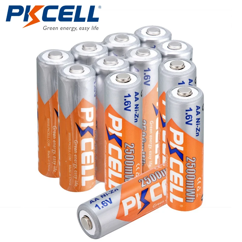 12 шт. PKCELL Ni-Zn AA батарея 1 6 V 2500mWh никель-Цинк Аккумуляторная высокая