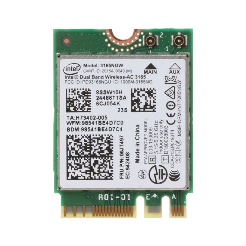 Intel 00JT497 3165NGW беспроводной AC двухдиапазонный Bluetooth WiFi IBM карта ноутбука NGFF Wlan для