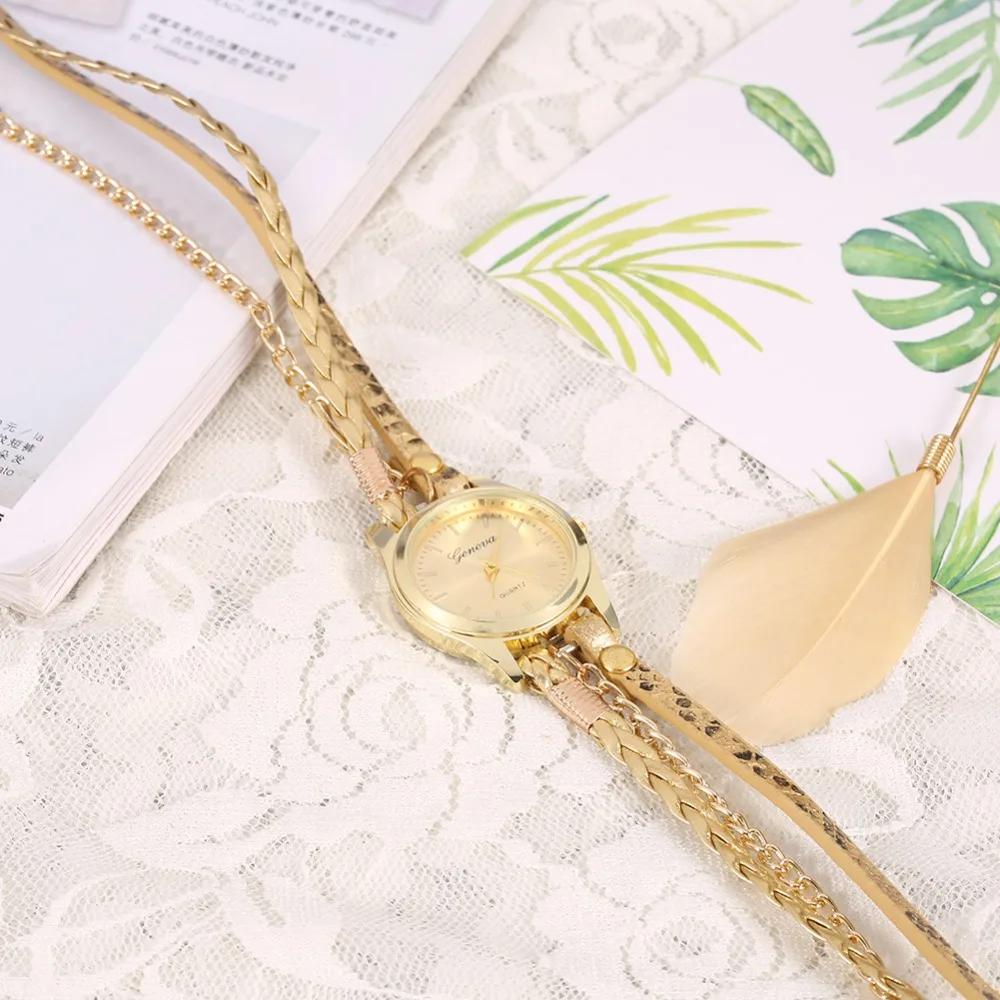 Женские часы браслет Relojes Mujer винтажные наручные с плетеным плетением кварцевые